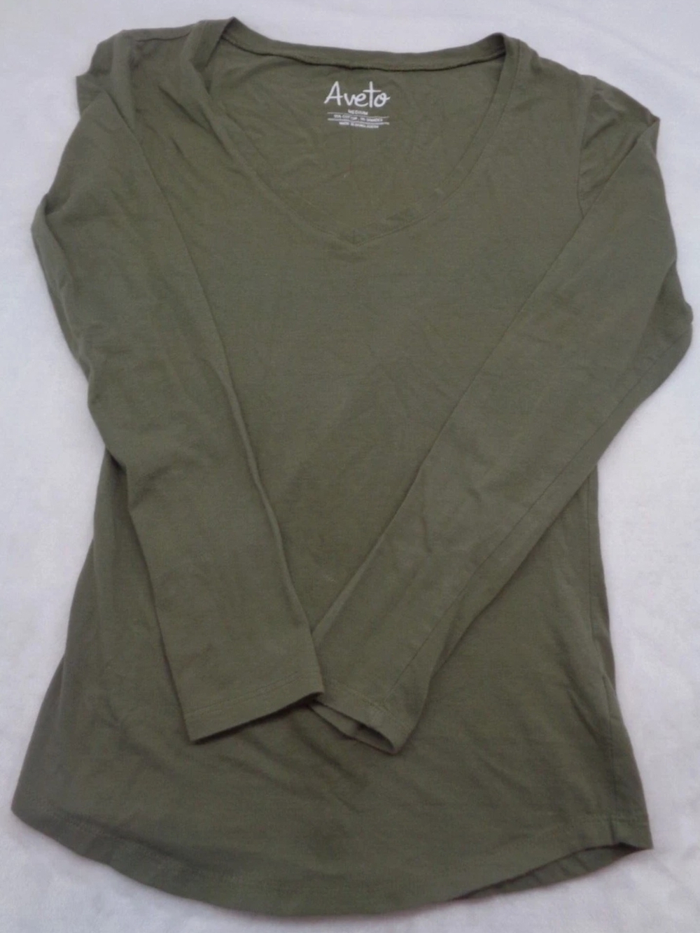 Aveto Olive Long Sleeve Scoop Neck Tee